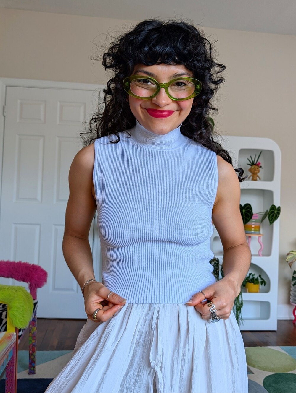 Babaton white ribbed turtleneck